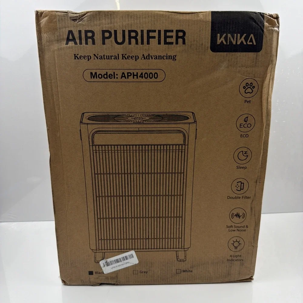 KNKA Air Purifier Large Room Up to 1,695 Ft², HEPA Air Cleaner, Black,  APH4000